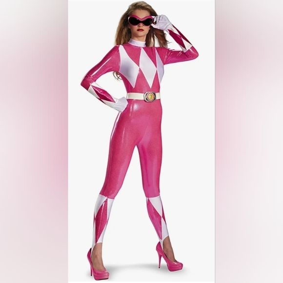 NEW Disguise Women's Pink Ranger Sassy Bodysuit Costume, Sz Medium - Picture 1 of 3